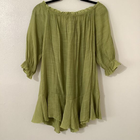 Urban Mango Green Fairycore Bohemian Hippie Festival Fairy Peasant Blouse M - Picture 5 of 7